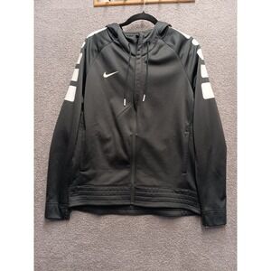 Nike Therma-FIT Full Zip Hoodie Jacket Black White Logo Men's L